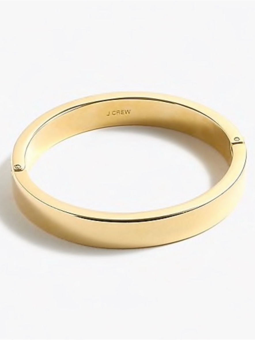J.Crew Gold-Tone Hinged Bangle Bracelet Modern Polished Finish Minimalist Nwt